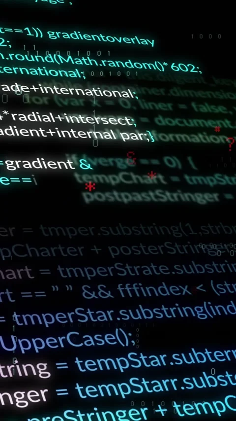 Programming code and data processing animation on dark background 스톡 동영상 344244599