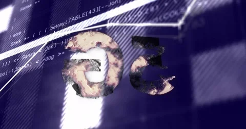 Programming code and data visualization animation over abstract background with Stock Footage 328150771