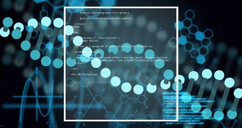 Programming code and molecular structure animation over digital interface Stock Footage 306716915