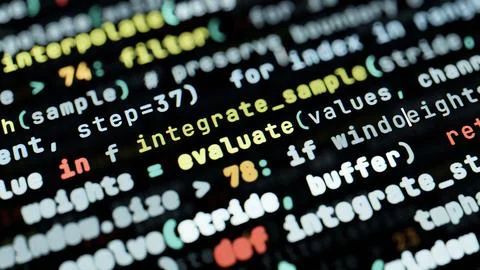 Programming code and syntax background for IT development 库存插图