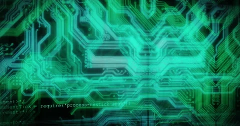Programming code animation, circuit and screen or program coding in the Stock Footage 206652035