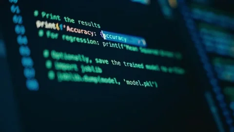 Programming Code Appearing on a Dark Computer Monitor Screen in Close Up Stock Footage 331164941