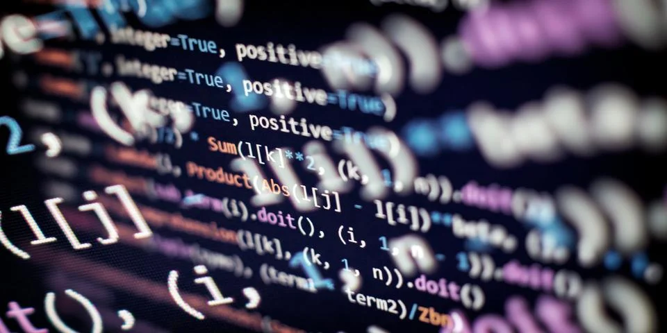 Programming code background . Software developer programming code. Stock Photos