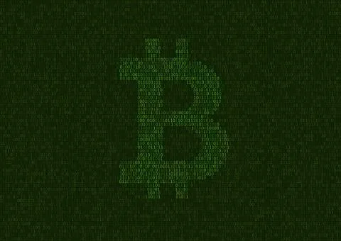 Programming code with Bitcoin sign Stock Illustration