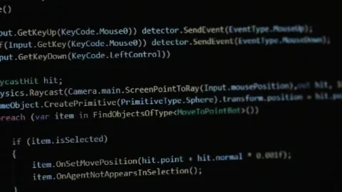 Programming code on black screen. The programmer writes the program Video stock 137248714