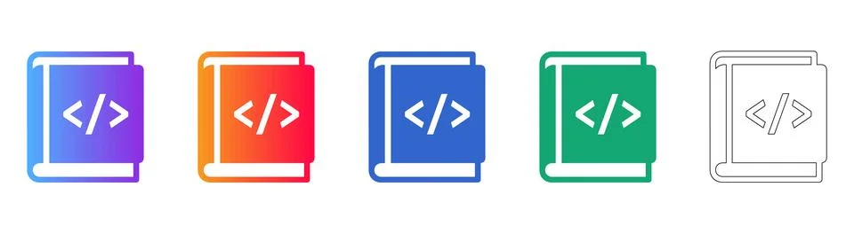 Programming Code Book Icons Set イラスト素材