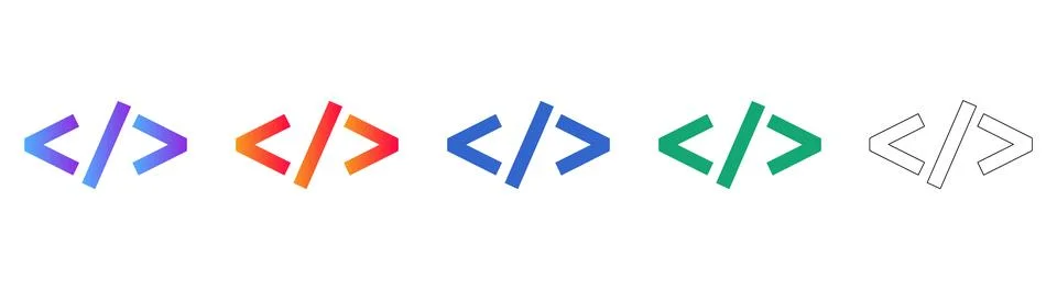 Programming Code Brackets Icons for Web Development and IT Projects Stock Illustration