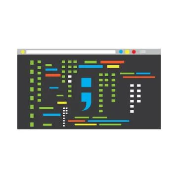 Programming code on a browser window 库存插图