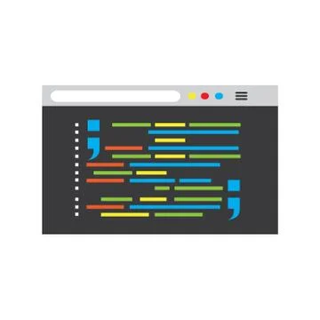 Programming code on a browser window 库存插图