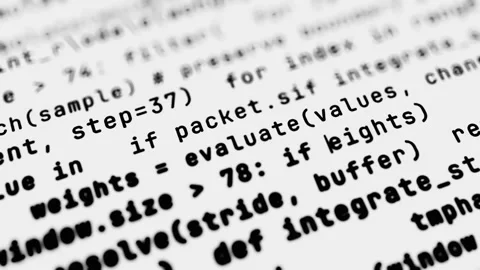 Programming code closeup background for IT in a seamless loop Stock Footage 347812861