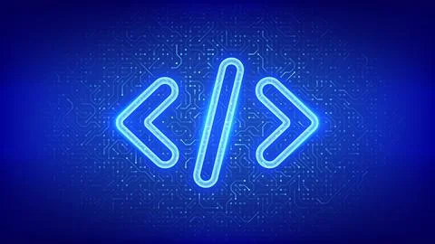 Programming code. Coding brackets symbolizing programming, software engineeri Stock Illustration