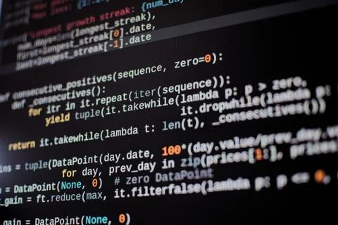 Programming code on a computer screen Stock Photos