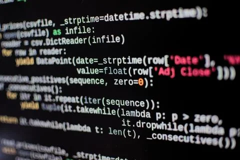 Programming code on a computer screen Stockfoto's