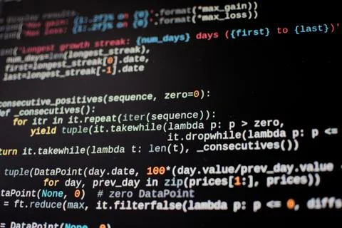 Programming code on a computer screen Foto stock