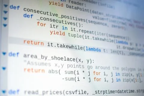 Programming code on a computer screen 库存照片