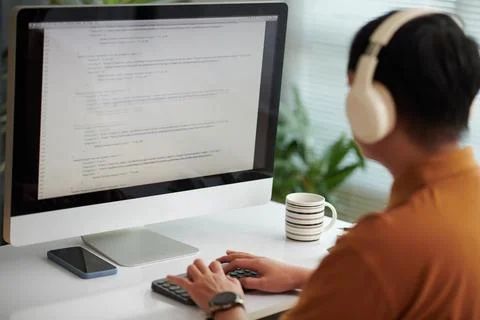 Programming Code on Computer Screen Foto stock