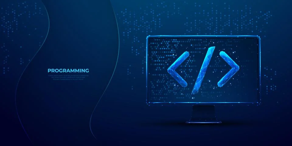 Programming code on the computer screen. Software or web development Stock Illustration