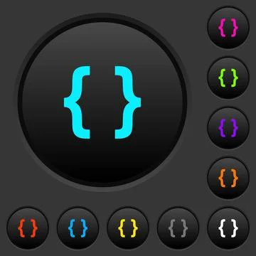 Programming code dark push buttons with color icons Illustrazione stock
