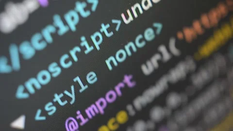 Programming code develop animation on computer screen display. Stock Footage 267088403