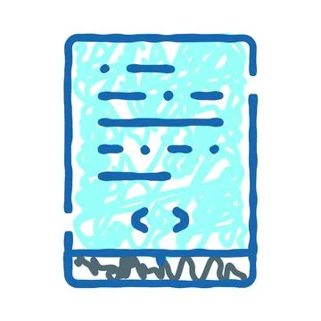 Programming code developing application on mobile device screen Stock Illustration