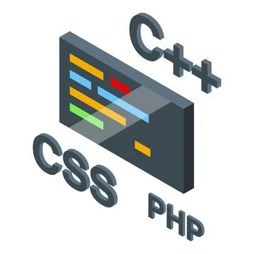 Programming code developing with css, php, c plus plus languages Stock Illustration