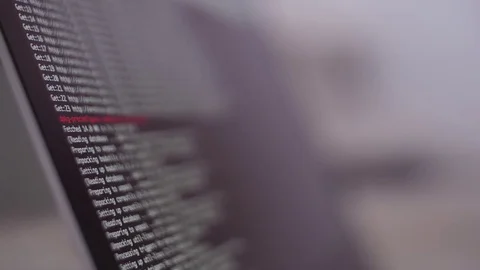 Programming code development scrolling on computer screen Stock Footage 82724080