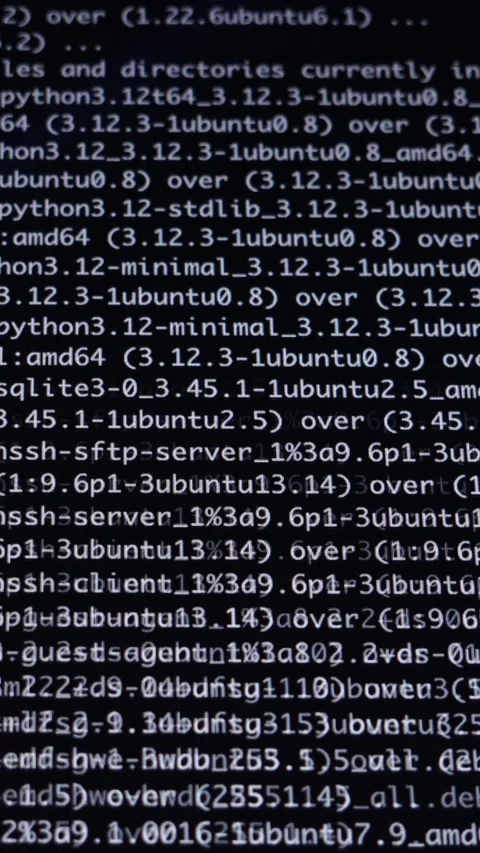 Programming code displays software installation progress on a black compute.. Stock Footage 320174373