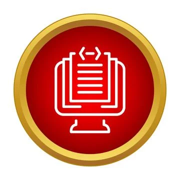 Programming code document on computer monitor icon Stock Illustration