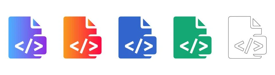 Programming Code File Icons Set Illustrazione stock
