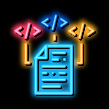 Programming code file neon glow icon illustration Stock Illustration