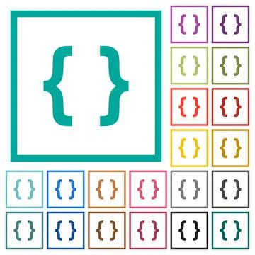 Programming code flat color icons with quadrant frames Illustrazione stock