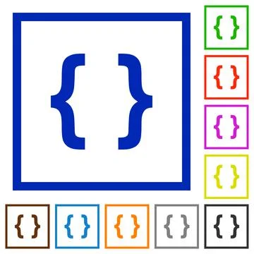Programming code flat icons in frames Stock-Illustration