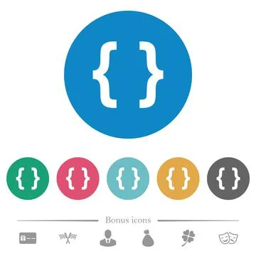 Programming code flat round icons Stock Illustration