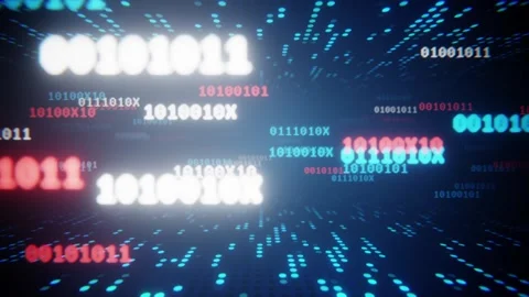 Programming code flying through a digital information cyberspace Stock Footage 347386786