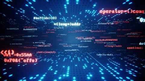 Programming code flying through a digital information cyberspace Stock-Illustration
