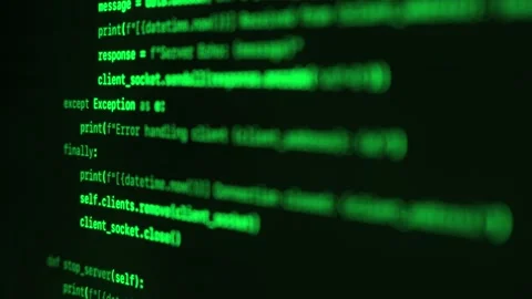 Programming code on green terminal screen close up Stock Footage 315983403