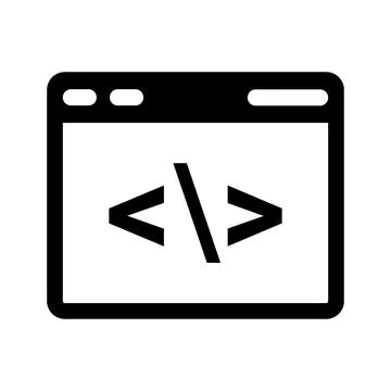 Programming, code icon. Black vector graphics. Stock Illustration