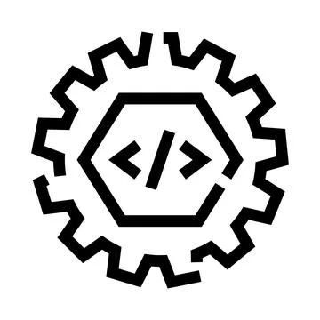 Programming code icon inside a hexagonal gear Illustration
