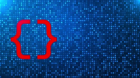 Programming code icon made with binary code Loop Animation. Programming code. Video stock 176974160