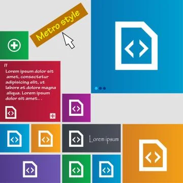 Programming code icon sign. Metro style buttons. Modern interface website but Stock Illustration