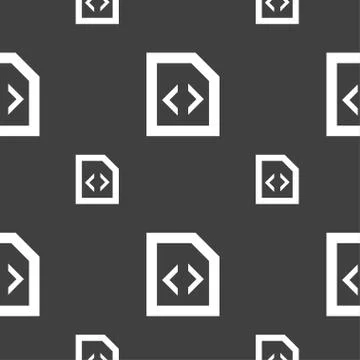 Programming code icon sign. Seamless pattern on a gray background. Vector Stock Illustration
