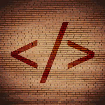 Programming code icon symbol Flat modern web design with long shadow and spac 스톡 일러스트