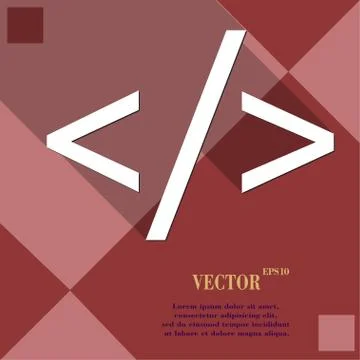 Programming code icon symbol Flat modern web design with long shadow and spac 스톡 일러스트