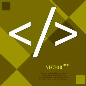 Programming code icon symbol Flat modern web design with long shadow and spac Stock Illustration