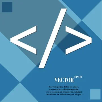 Programming code icon symbol Flat modern web design with long shadow and spac 스톡 일러스트