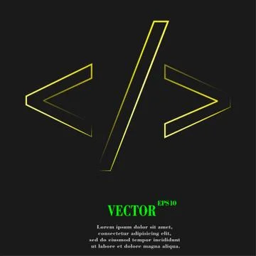 Programming code icon symbol Flat modern web design with long shadow and spac 스톡 일러스트