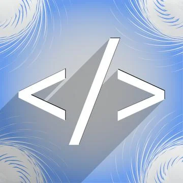 Programming code icon symbol Flat modern web design with long shadow and spac 스톡 일러스트