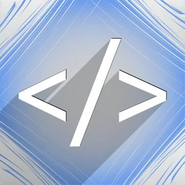 Programming code icon symbol Flat modern web design with long shadow and spac Illustrazione stock