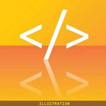 Programming code icon symbol Flat modern web design with reflection and space fo Illustrazione stock
