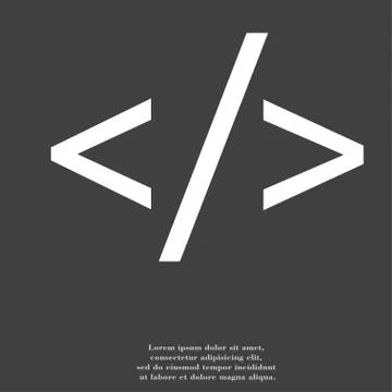 Programming code icon symbol Flat modern web design with long shadow and space f 스톡 일러스트
